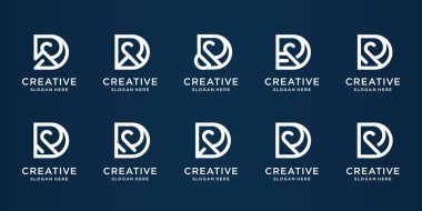 collection monogram D and R logo abstract concept. linear style logo, initial letter inspiration.