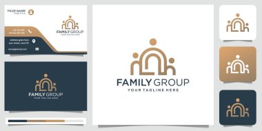 Aile logosu ilham verici. Sosyal grup logosu, cemiyet üyeleri kartvizit şablonuyla tasarım yapıyor