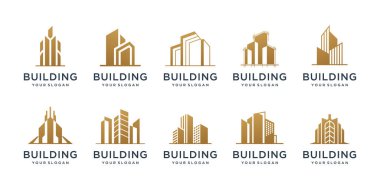 set collection building logo design inspiration.best building logo for architecture,apartment,hotel.