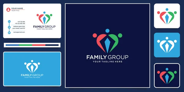 Family Logo Design Template Colorful People Logo Group Community Social — Stockvektor