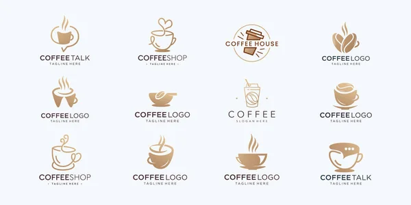 Coffee Logo Set Design Inspiration Coffee Cup Badge Vintage Coffee — Vettoriale Stock