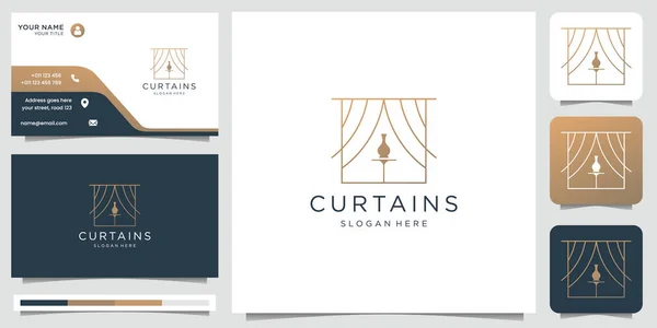 Cortinas Femininas Logotipo Design Inspiração Com Gradiente Cor Ouro Cartão —  Vetores de Stock