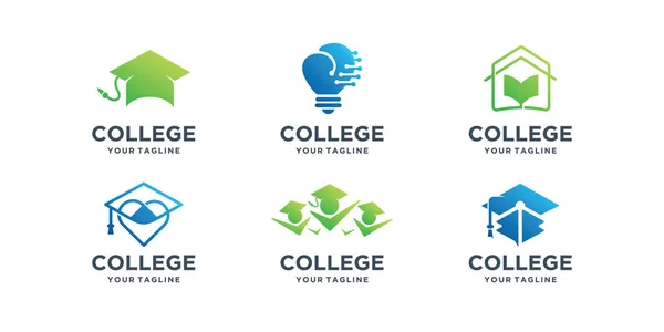 Set College Logo Inspiration Education Logo Toga Gradient Color Collection — Stock vektor