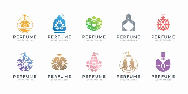 Colección Lujo Plantilla Del Logotipo Del Perfume Con Inspiración Color — Vector de stock