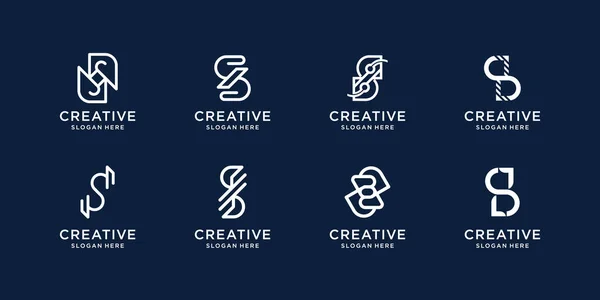 Collection Abstract Monogram Design Template Initial Logo Set Creative Black — Image vectorielle