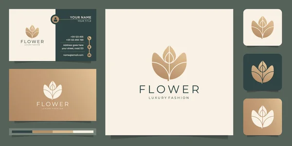 Luxus Blumen Logo Inspiration Kreative Gestaltung Von Blumenschablone Goldfarbe Und — Stockvektor