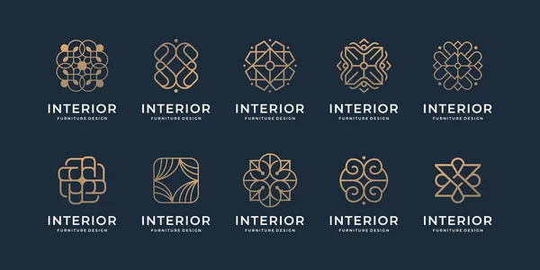 furniture logo design inspiration.minimalist collection of interior line,chair,furnishing,luxury art