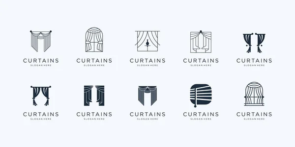 set curtains logo design inspiration. minimalist collection circus curtain,luxury blind,line art .
