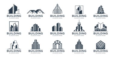 Set of building logo design inspiration architecture sets, real estate logo design collection build.