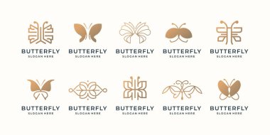 collection luxury butterfly logo design inspiration minimalist butterfly concept gold color design