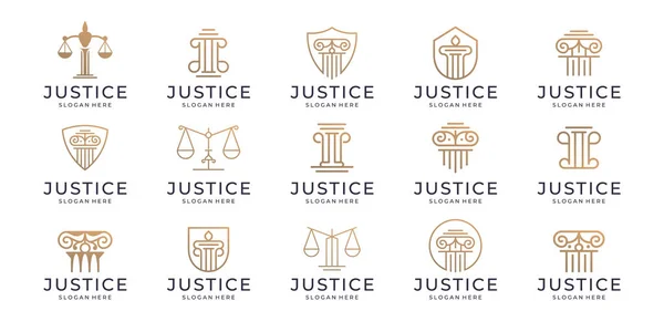 Set Awesome Law Firm Logo Design Collection Justice Law Gold — 图库矢量图片