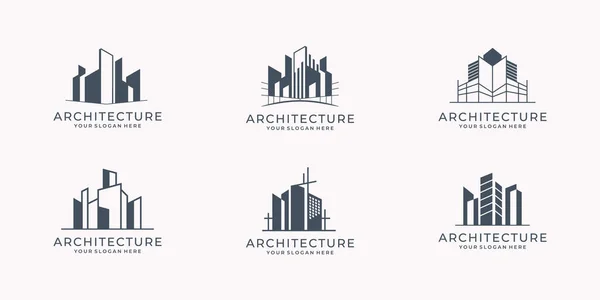 Set Architecture Logo Template Inspiration Collection Building Architect Set Design — Stock Vector