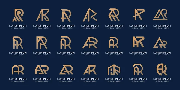 Set Letter Letter Logo Design Mega Collection Monogram Gold Color — Stockvector