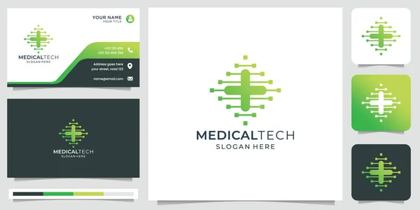 Kreative Medizintechnik Logo Design Linie Kunst Mit Visitenkarte Und Modernem — Stockvektor