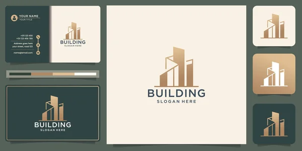 Building Logo Inspiration Architectural Construction Home Property Logo Design Premium —  Vetores de Stock