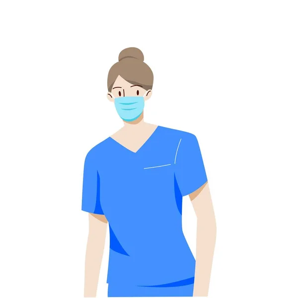 พยาบาลหญ งสวมหน ากากในโรงพยาบาล การด แลส ขภาพและแนวค ดทางการแพทย สไตล การวาดด วยม — ภาพเวกเตอร์สต็อก