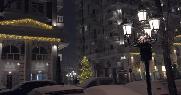 Neve pesada na noite de Natal — Vídeo de Stock