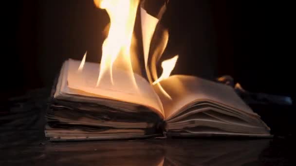 Kniha je v plamenech — Stock video