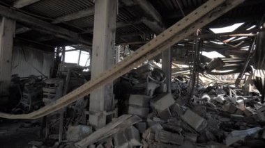 Destroyed logistics hub as a result of a rocket attack by Russian troops near Kyiv