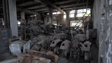 Destroyed logistics hub as a result of a rocket attack by Russian troops near Kyiv