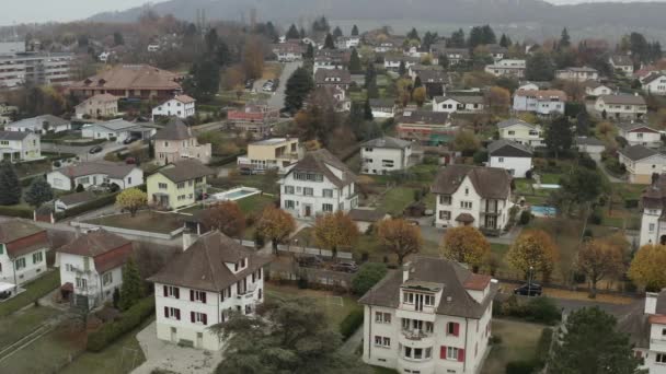 Вид Воздуха Город Пайерн Альпах Швейцарии — стоковое видео