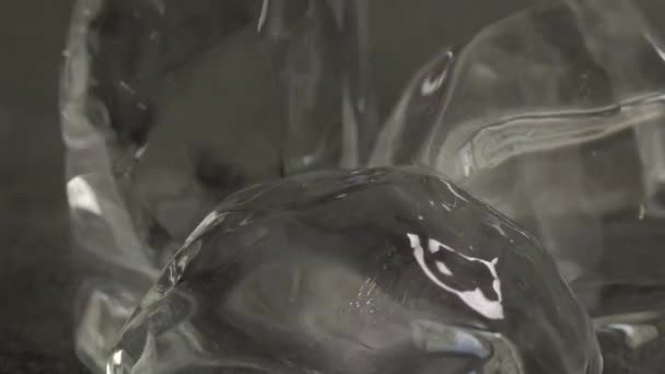 Transparent Ice Cubes Rotate Dark Background Close — 비디오