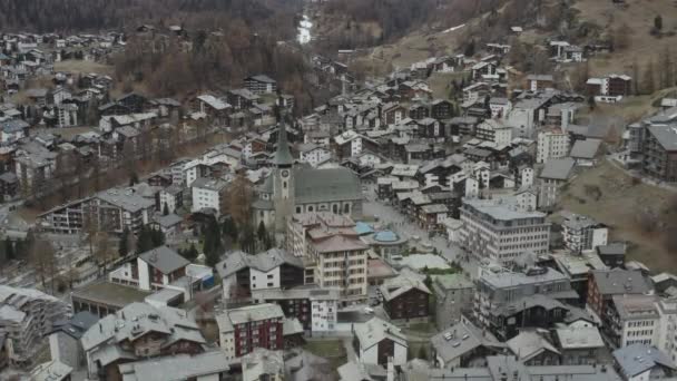 Aerial View Zermatt Switzerland Autumn — Stockvideo