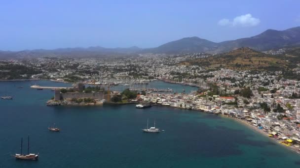 Aerial View Bodrum Bodrum City Bodrum Peninsula Stretching Turkeys Southwest — Stok Video