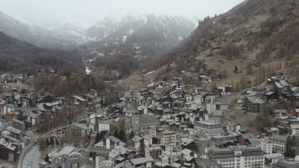 Luchtfoto Van Zermatt Zwitserland Herfst Alpen — Stockvideo