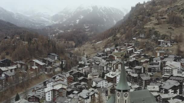 Widok Lotu Ptaka Zermatt Szwajcarii Jesienią Alpy — Wideo stockowe