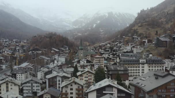 Widok Lotu Ptaka Zermatt Szwajcarii Jesienią Alpy — Wideo stockowe