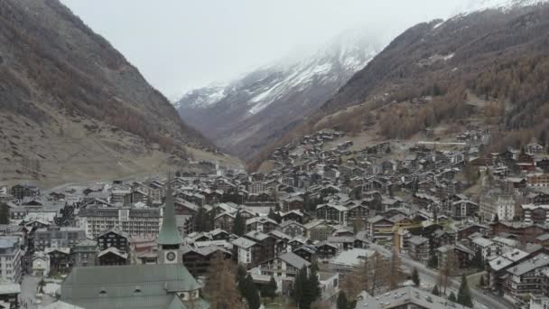 Widok Lotu Ptaka Zermatt Szwajcarii Jesienią Alpy — Wideo stockowe