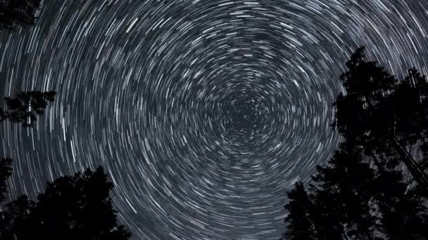 Зорі Рухаються Навколо Полярної Зірки Проміжок Часу Зіркових Стежок Нічному — стокове відео