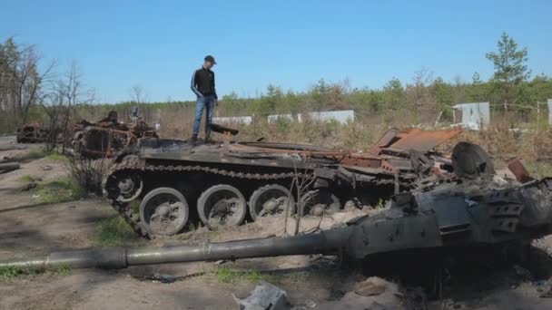 Destroyed Burnt Out Tanks Russian Army Result Battle Ukrainian Troops — 비디오