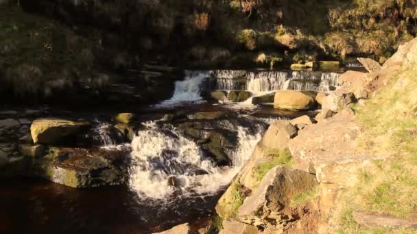 Small Waterfall Snake Woodland Peak District Derbyshire Egyesült Királyság — Stock videók