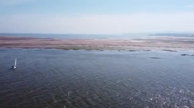 Drone 'dan Exmouth köyüne deniz, 2021' de İngiltere 'de yaz mevsimi..
