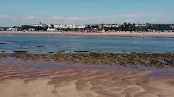 2021年夏 从无人驾驶城市Exmouth英格兰和海滩观看 — 图库视频影像
