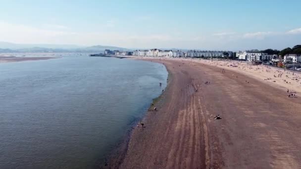 2021年夏 从无人驾驶城市Exmouth英格兰和海滩观看 — 图库视频影像