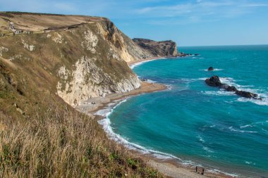 UK 'deki Durdle Door Plajı Dorset 26 / 02 / 2022
