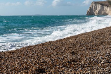 UK 'deki Durdle Door Plajı Dorset 26 / 02 / 2022