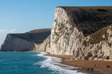 UK 'deki Durdle Door Plajı Dorset 26 / 02 / 2022