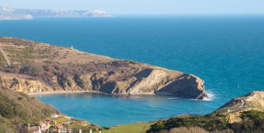 UK 'deki Durdle Door Plajı Dorset 26 / 02 / 2022