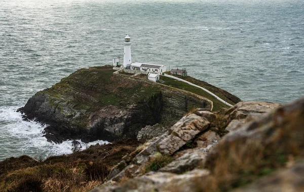 South Stack Fyr Liten Utanför Nordvästra Kusten Holy Island Anglesey — Stockfoto