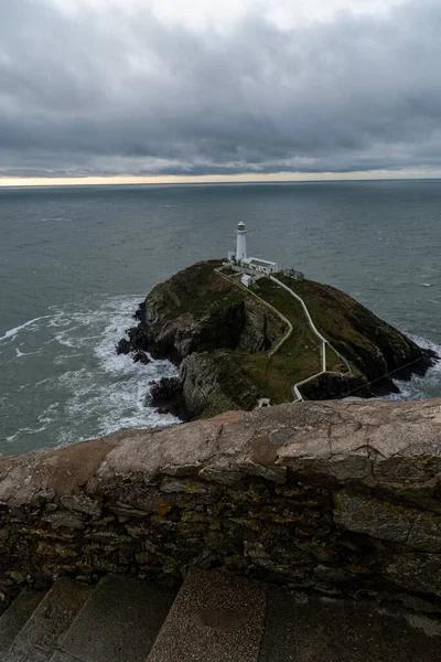 Маяк South Stack Lighthouse Малому Острові Біля Північно Західного Узбережжя — стокове фото