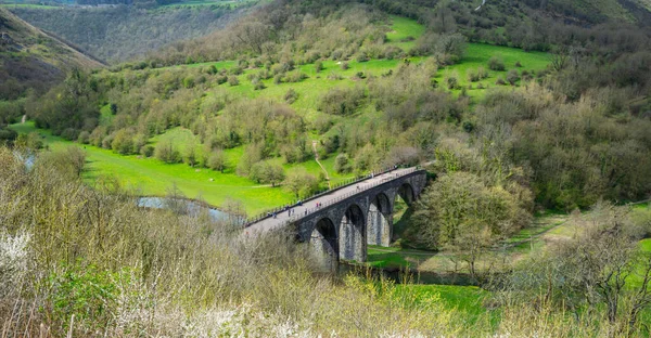 Monsal Yolu Nun Bir Parçası Olan Viaduct Viaduct Vilayeti Ngiltere — Stok fotoğraf