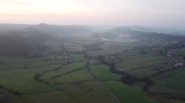 View from a drone of hills in Parkhouse Hill (Dragon Back) in the National Park District Derbyshire England 2022.