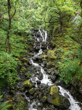Waterfalls along the way while climbing the hill Penygader (Dolgellau)Cadair Idris, National Park Snowdonia in Wales, UK 2022.