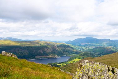 National Park Lake District, Helvellyn Hills, view while climbing Lake Thirlmere and Red Tarm, crossing Striding Edge and Swirral Edge during fog, 2022.