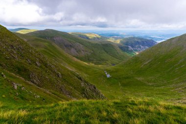 National Park Lake District, Helvellyn Hills, view while climbing Lake Thirlmere and Red Tarm, crossing Striding Edge and Swirral Edge during fog, 2022.