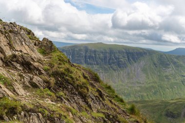 National Park Lake District, Helvellyn Hills, view while climbing Lake Thirlmere and Red Tarm, crossing Striding Edge and Swirral Edge during fog, 2022.